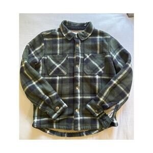 Weatherproof Boys Fleece Jacket Size Small 7/8 Green Plaid Sherpa Lined